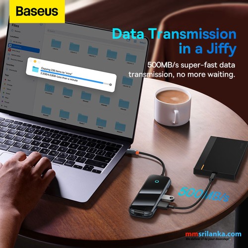 Baseus AcmeJoy 8-Port Type-C HUB Adapter（Type-C to HDMI*1+USB3.0*2+USB2.0*1+Type-C PD&Data*1+RJ45*1+SD/TF*1）Dark Grey